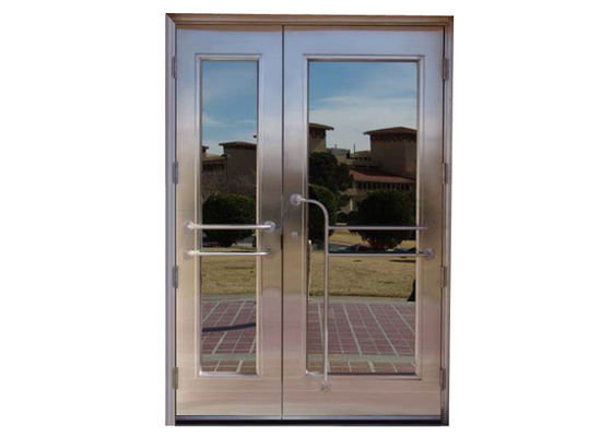China Fashionable Stainless Steel Residential Doors With Natural Wood Grain Shape supplier