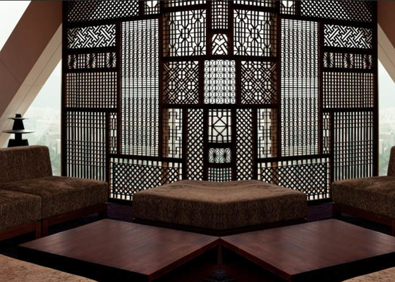 China Vertical / Multi Fold Decorative Metal Screen Panels Customized Patterns supplier