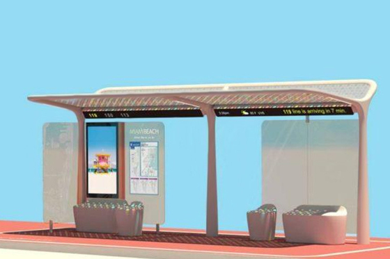 China Unique Style Stainless Steel Bus Stop Reasonable Structure With Waiting Seat / Rain Shed supplier