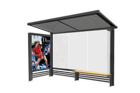 China Light Weight Stainless Steel Bus Stop Canopy Tempered Glass Material Easy Install supplier