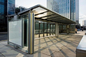 Anti Dust Stainless Steel Smoking Shelter , Heat Resistant Modern Bus Stop Design supplier