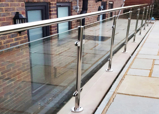 Customized Design Glass Stair Railing , Aesthetics Stainless Steel Glass Railing supplier