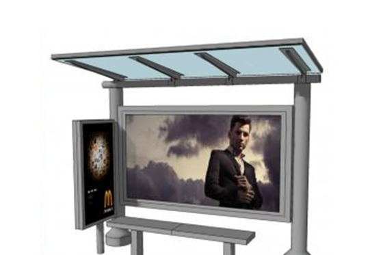 Good Light Transmission Portable Bus Shelters , H Shaped Stainless Steel Glass Canopy supplier