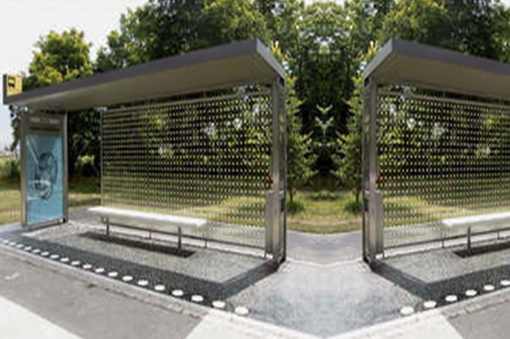 Fashionable Generous Stainless Steel Bus Stop Eco Friendly Takes Up Little Space supplier